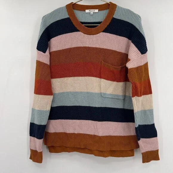 Madewell Multicolor Striped Crew Neck Sweater - Picture 1 of 5